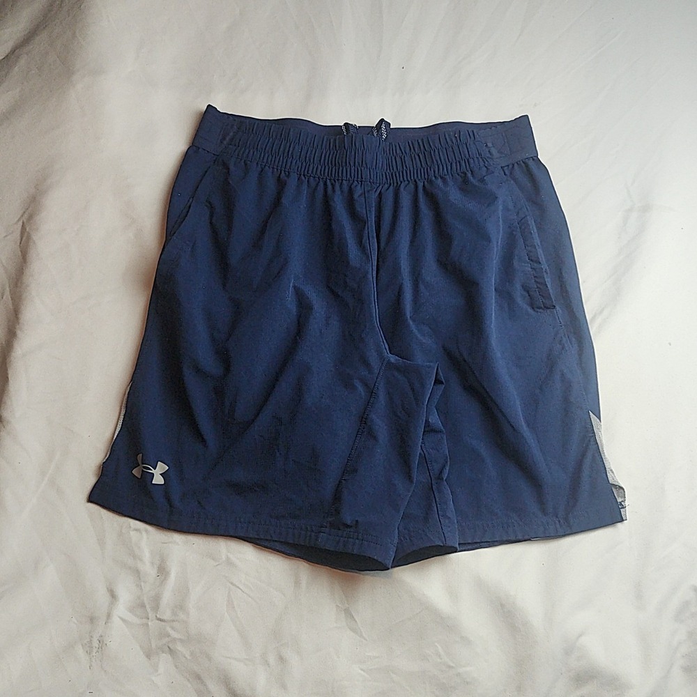 Under Armour HeatGear Athletic Shorts Navy Blue Fitted Men's Size Large